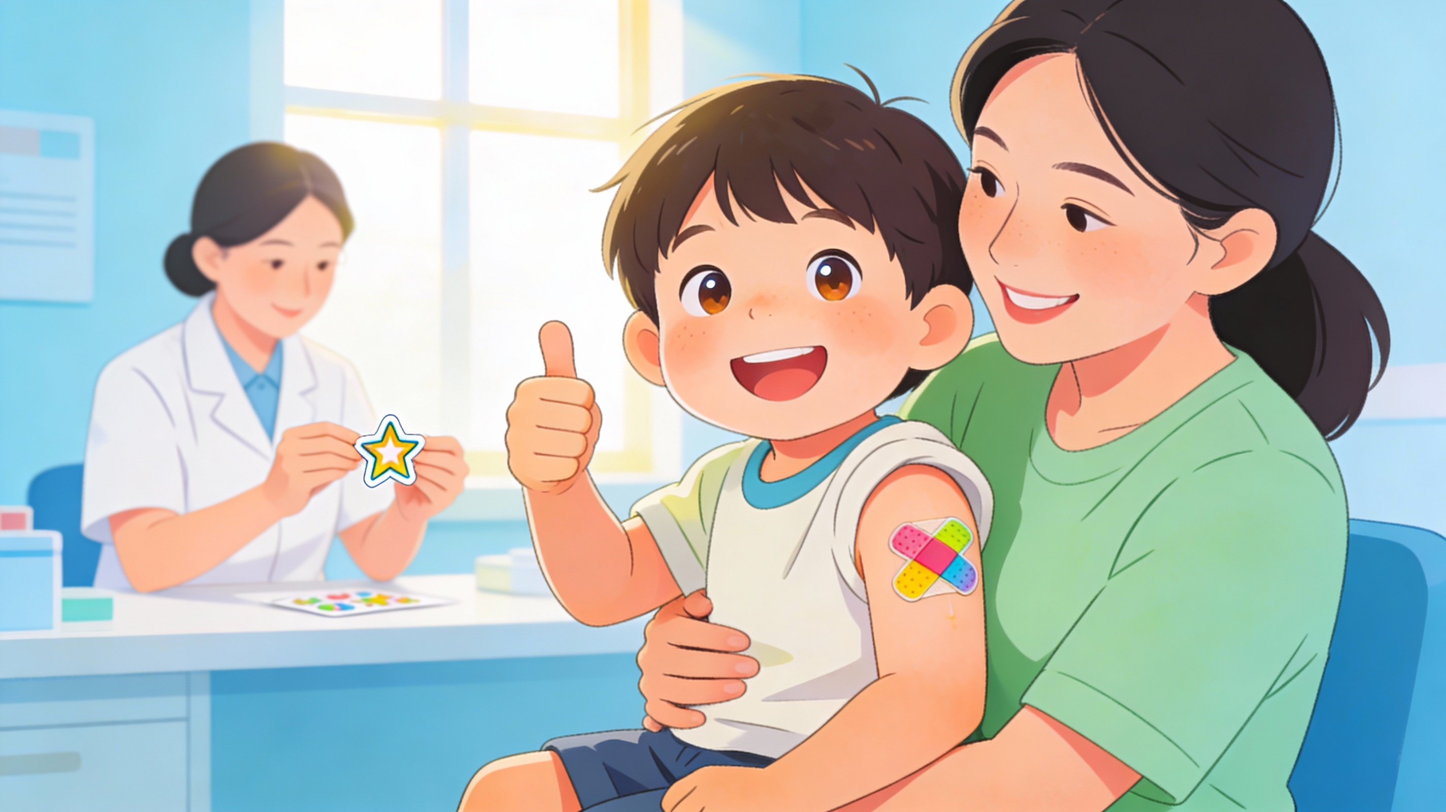 Enfant souriant après vaccination